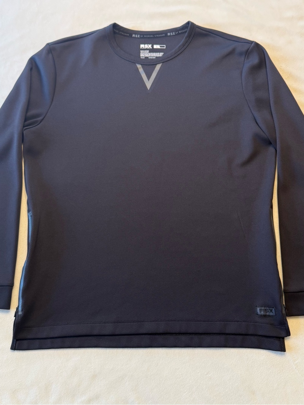 Michael Strahan MSX Mens Long-Sleeve Heavy Shirt, Black, Side Zips, Size L